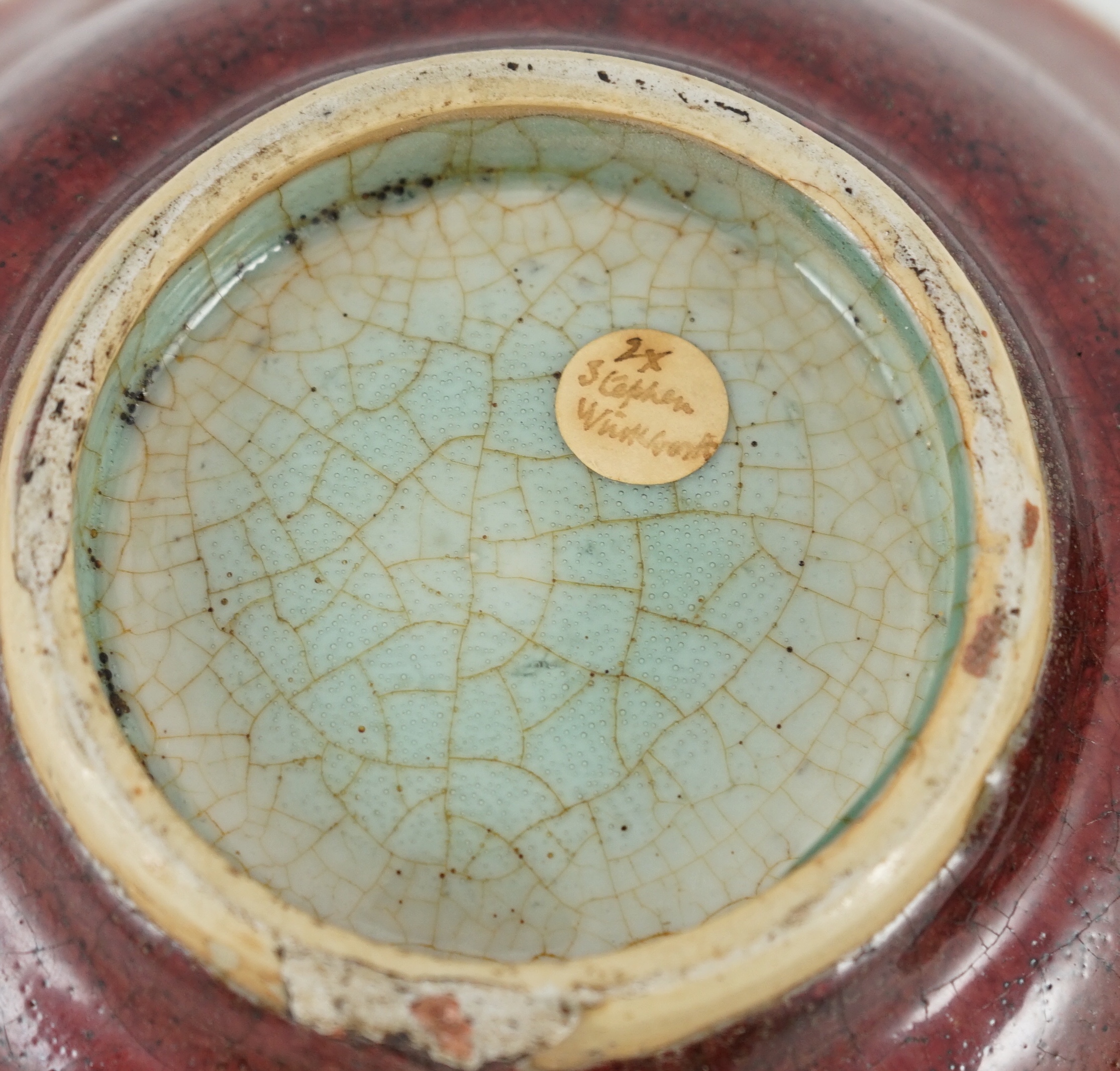 A pair of Chinese sang-de-boeuf glazed bowls, Langyao hong, Kangxi period, 19.5 cm diameter, some damage